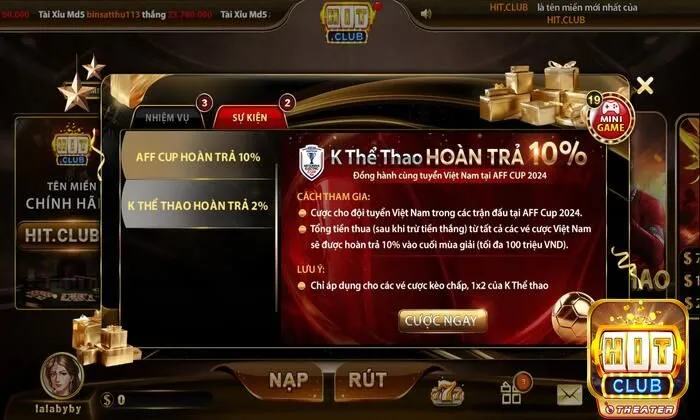 Tổng hợp khuyến mãi dành cho cược thủ HitClub